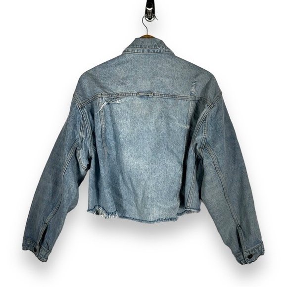 We The Free Amelia Slouchy Denim Trucker Jacket, Just The Way It Is Wash, Size S - Picture 14 of 14